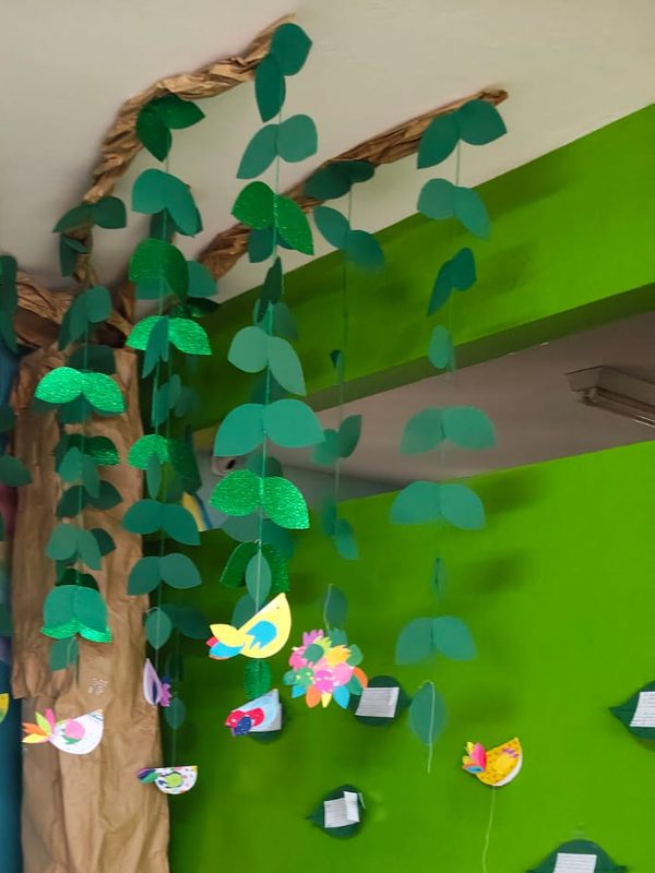 Espaço Pé de Tamarindo, decorado para contação de histórias